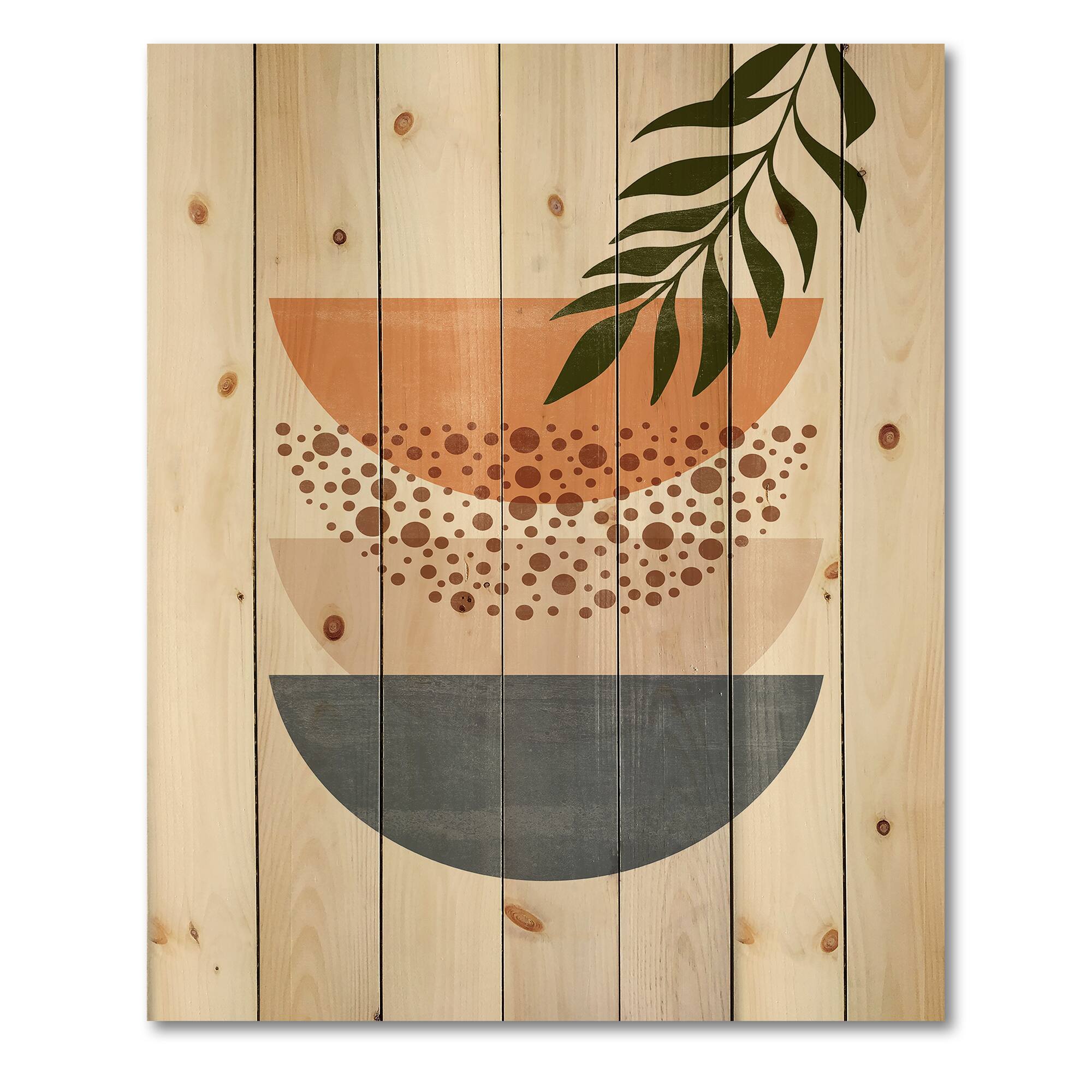 Designart - Abstract Geometrical Sun and Moon With Leaf III